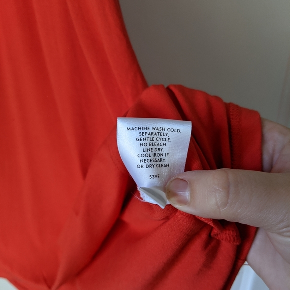 Eileen Fisher Orange Cowl Neck Shift Midi Dress - Picture 4 of 5